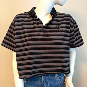 Cropped HT polo - RIP - black and grey stripes